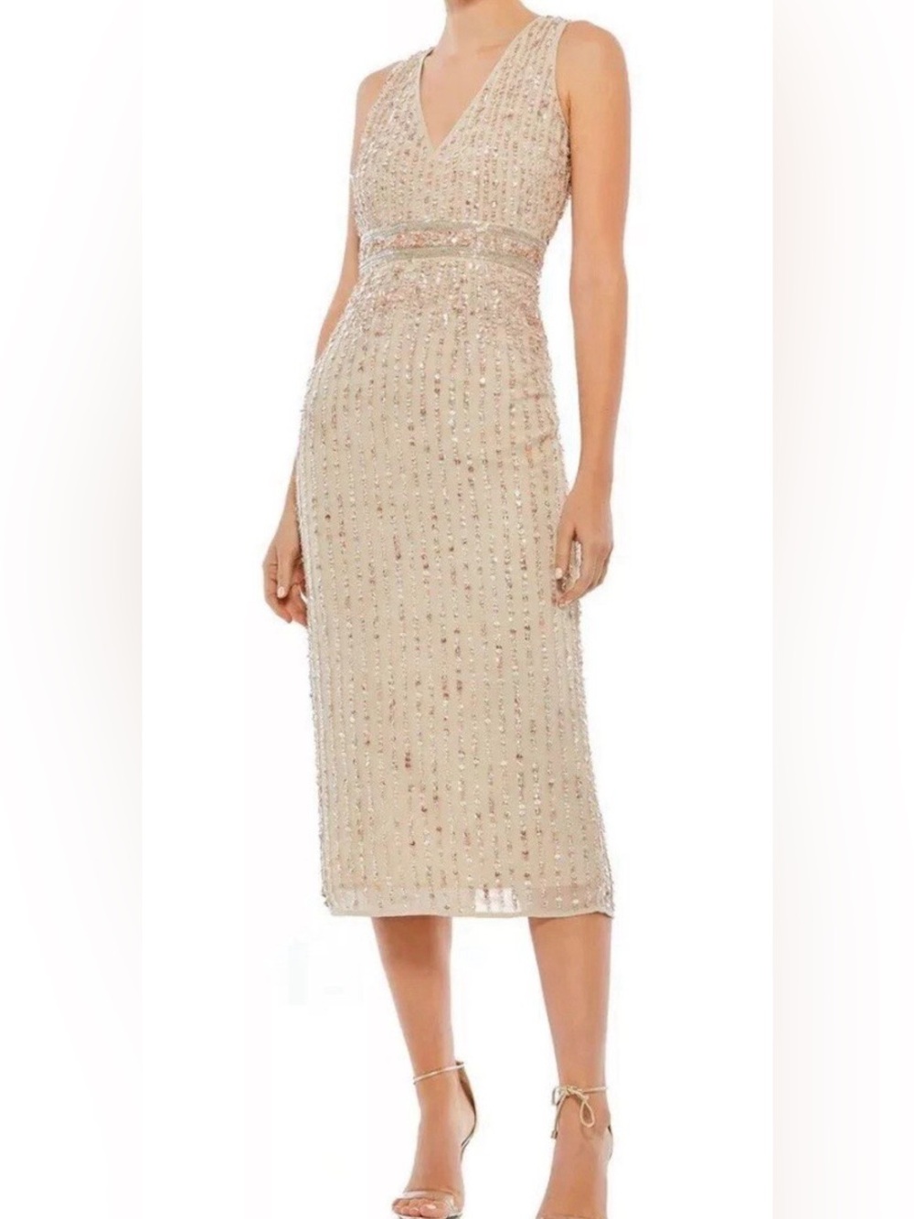 Mac Duggal Embellished Sequin Midi Dress